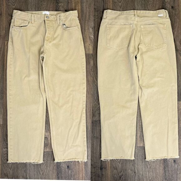 Boyish Women's Size 31 Khaki The Tommy High Rise Rigid Straight Cropped Jeans